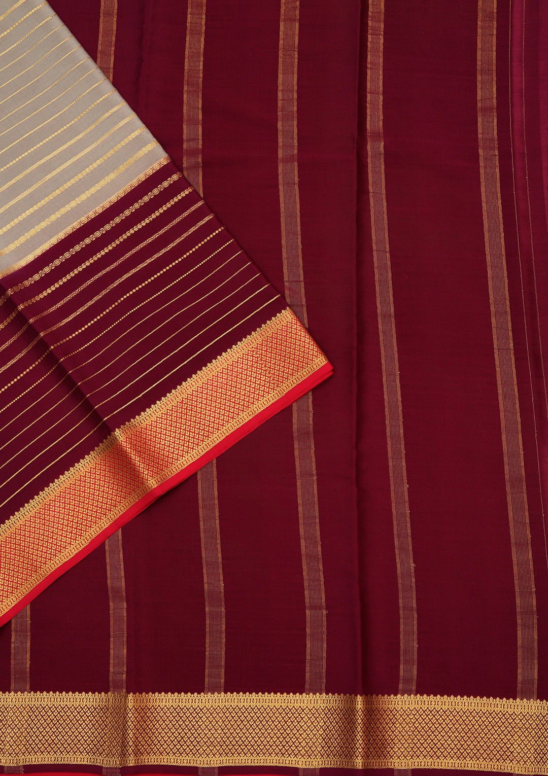 Grey Zariwork Pure Crepe Silk Saree