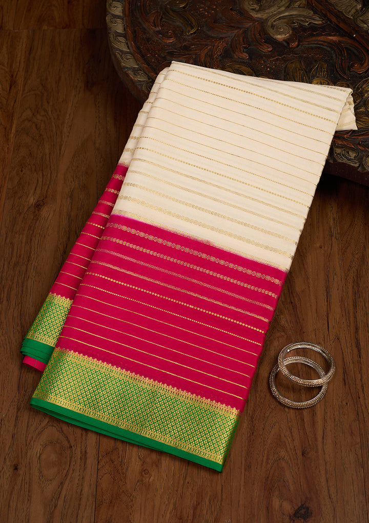 Off White Zariwork Pure Crepe Silk Saree