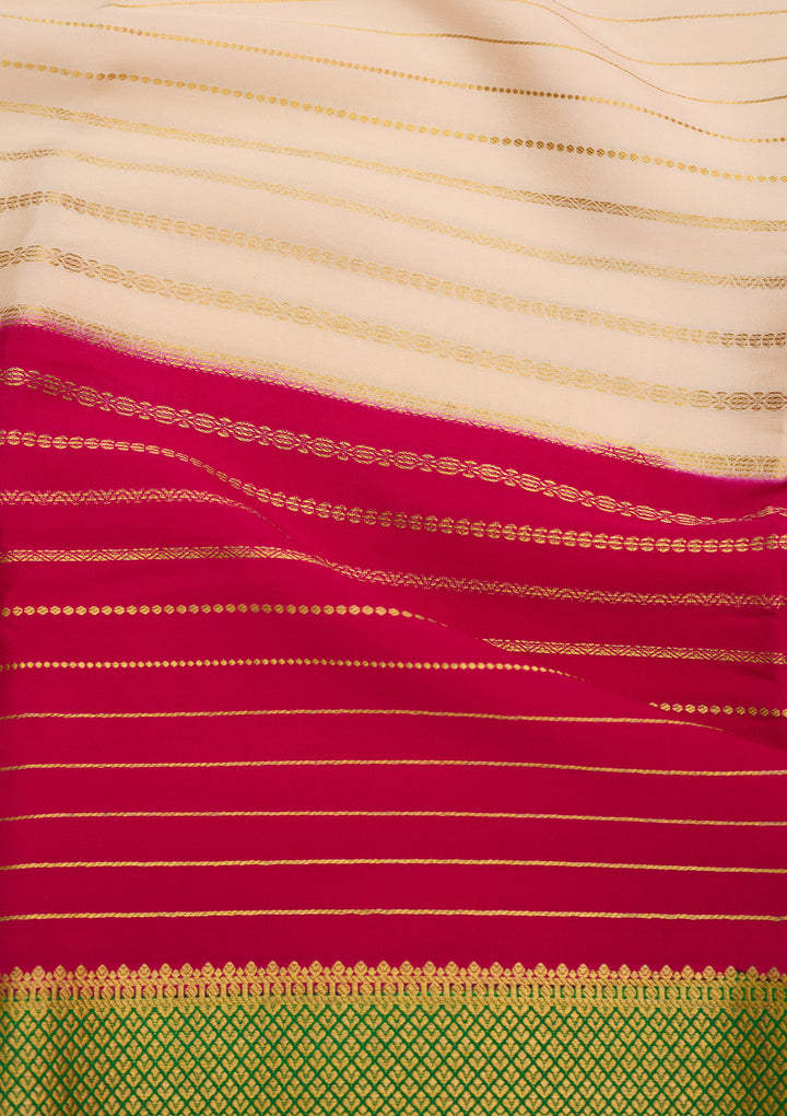 Off White Zariwork Pure Crepe Silk Saree