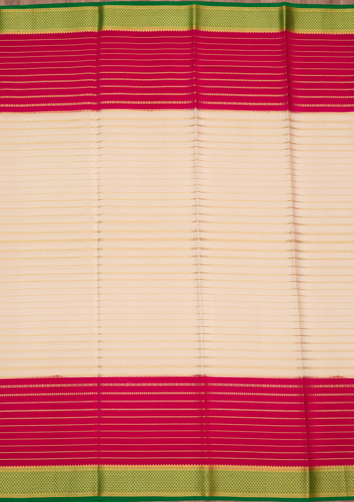 Off White Zariwork Pure Crepe Silk Saree