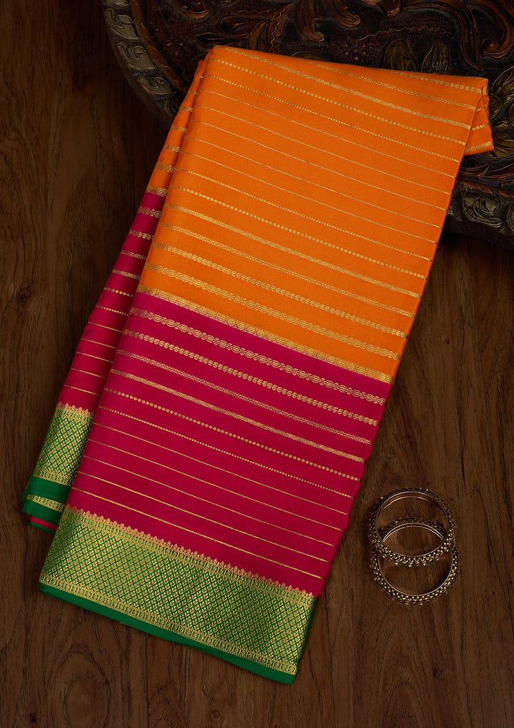 Orange Zariwork Pure Crepe Silk Saree
