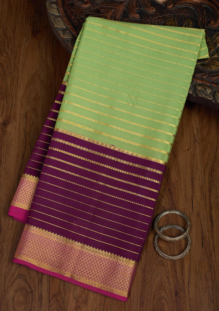 Pista Green Zariwork Pure Crepe Silk Saree