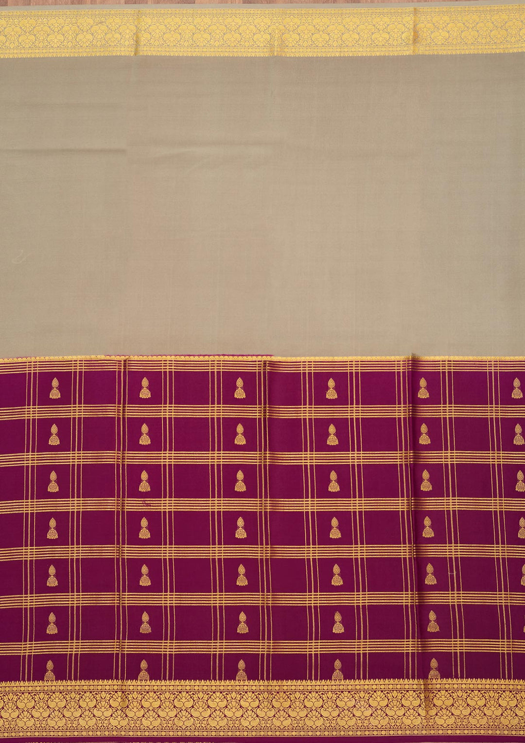 Light Grey Zariwork Pure Crepe Silk Saree