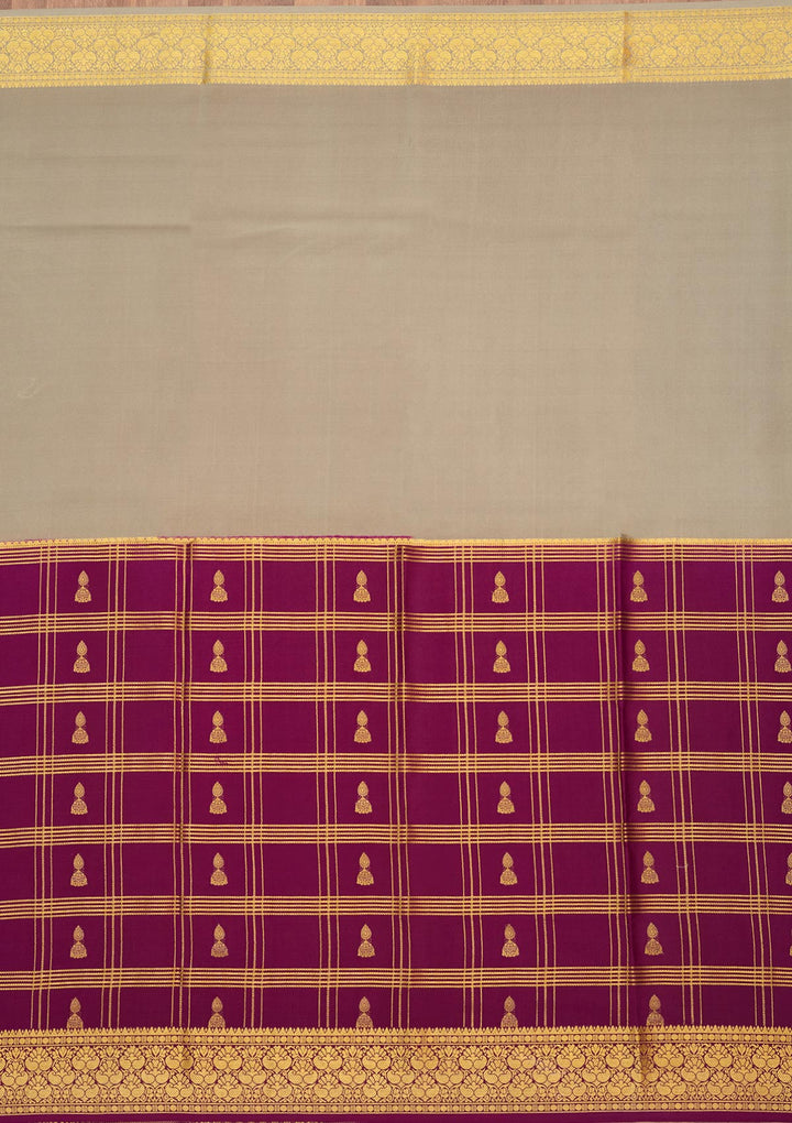 Light Grey Zariwork Pure Crepe Silk Saree