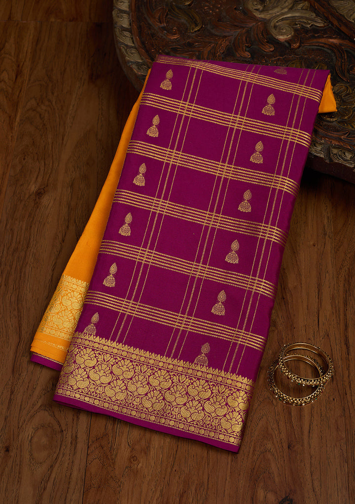Mustard Zariwork Pure Crepe Silk Saree