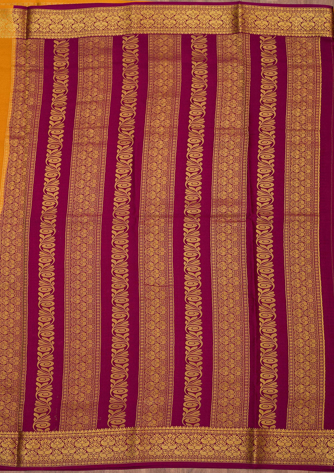 Mustard Zariwork Pure Crepe Silk Saree