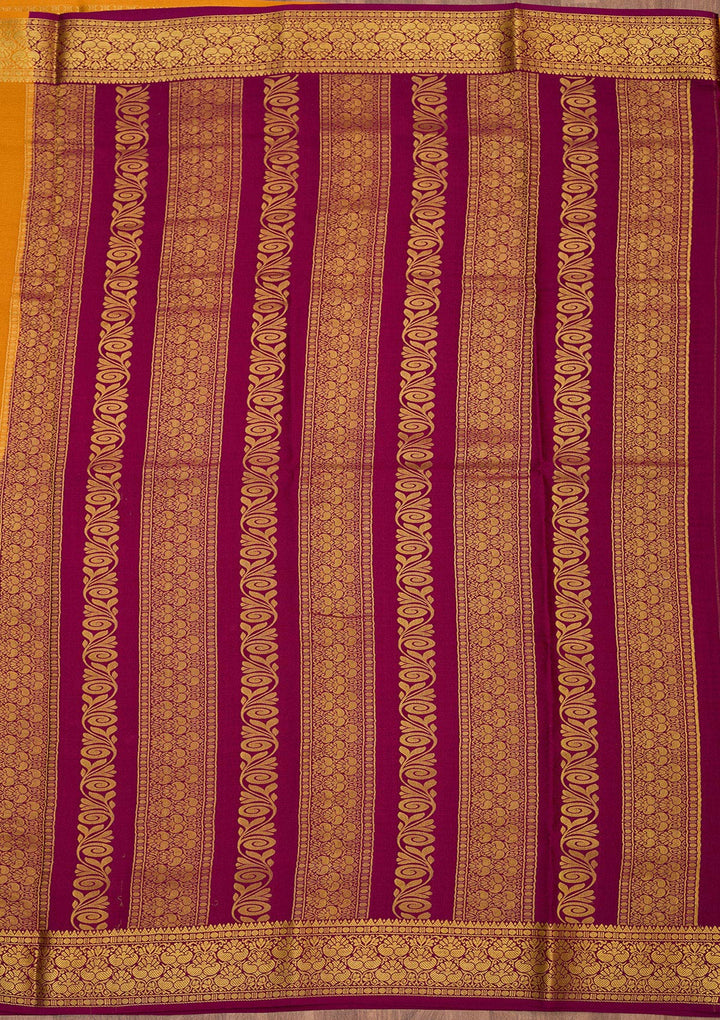 Mustard Zariwork Pure Crepe Silk Saree
