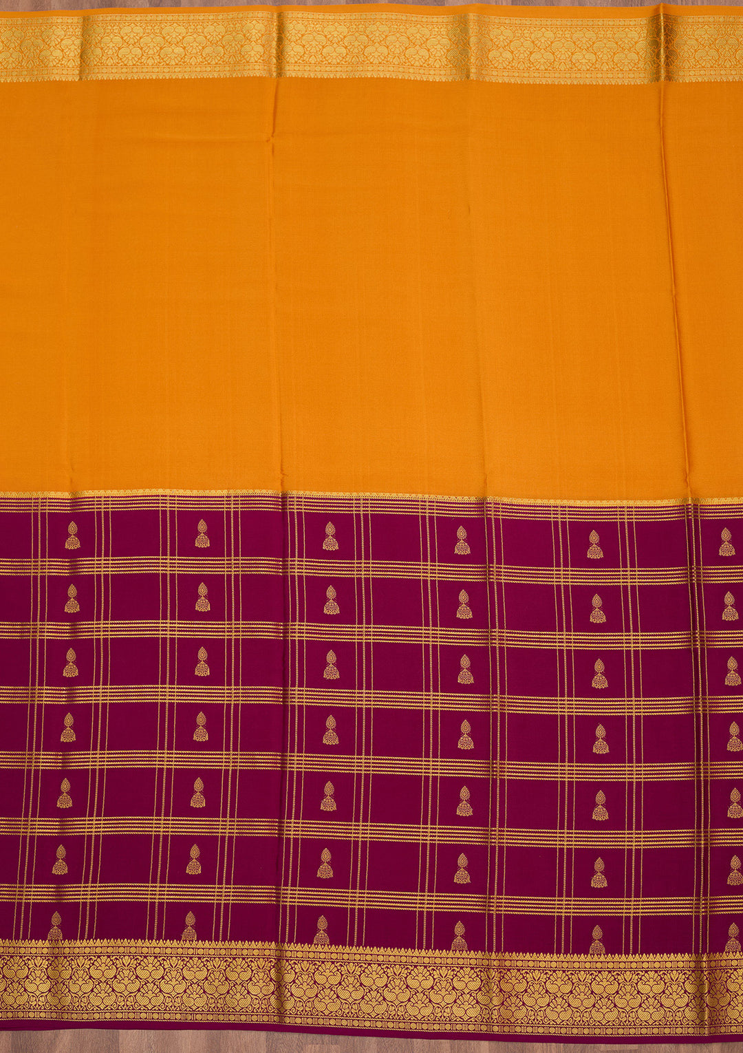 Mustard Zariwork Pure Crepe Silk Saree