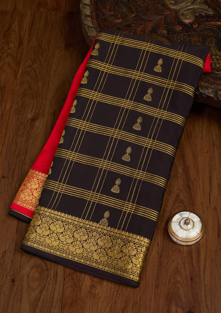 Red Zariwork Pure Crepe Silk Saree