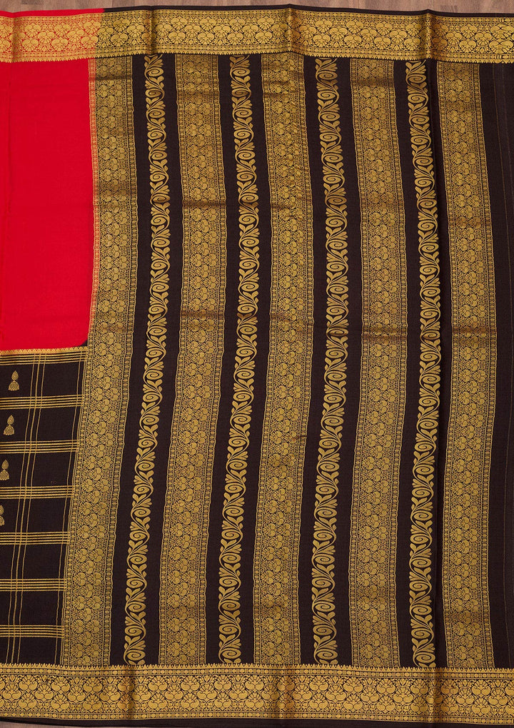 Red Zariwork Pure Crepe Silk Saree