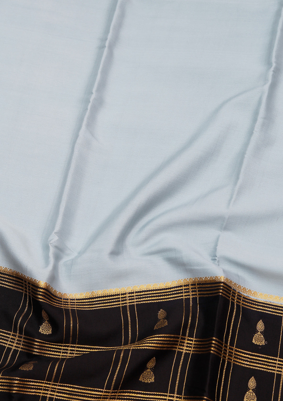 Sky Blue Zariwork Pure Crepe Silk Saree