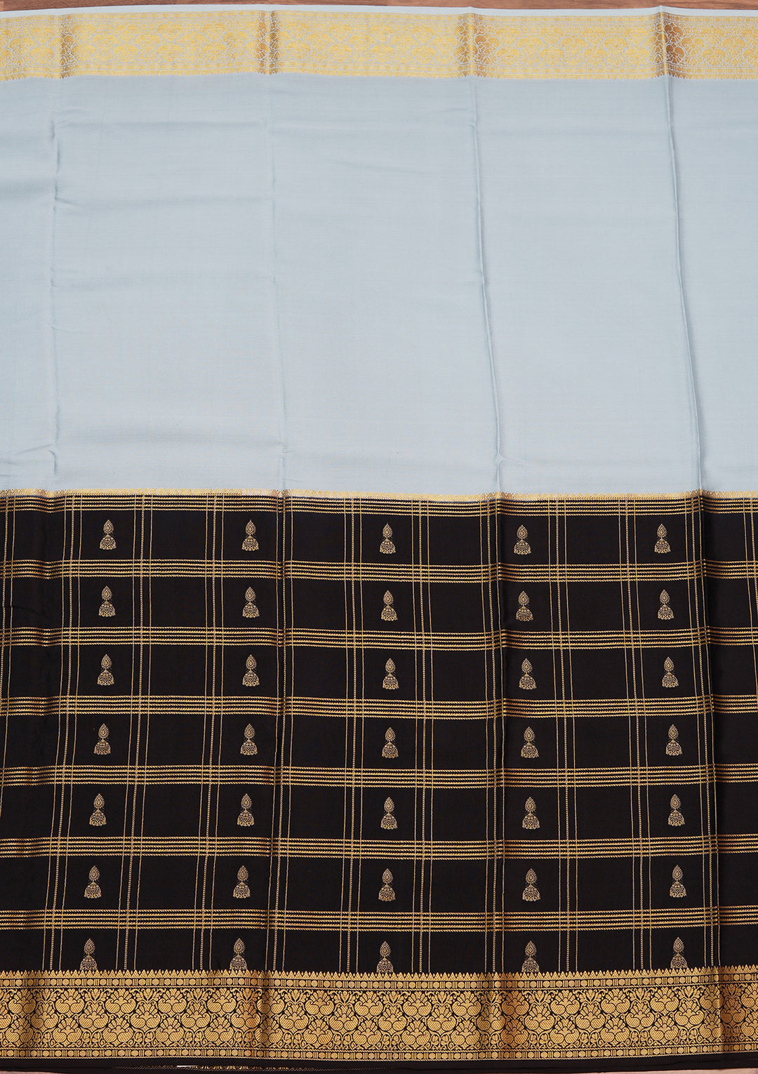 Sky Blue Zariwork Pure Crepe Silk Saree