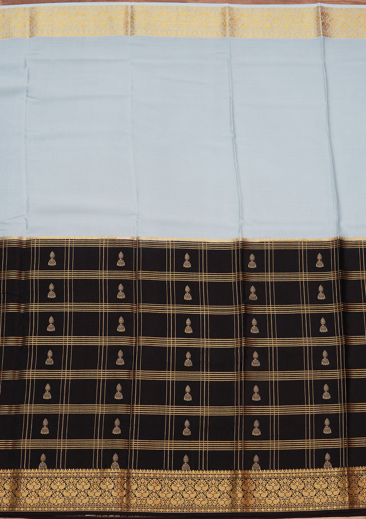 Sky Blue Zariwork Pure Crepe Silk Saree