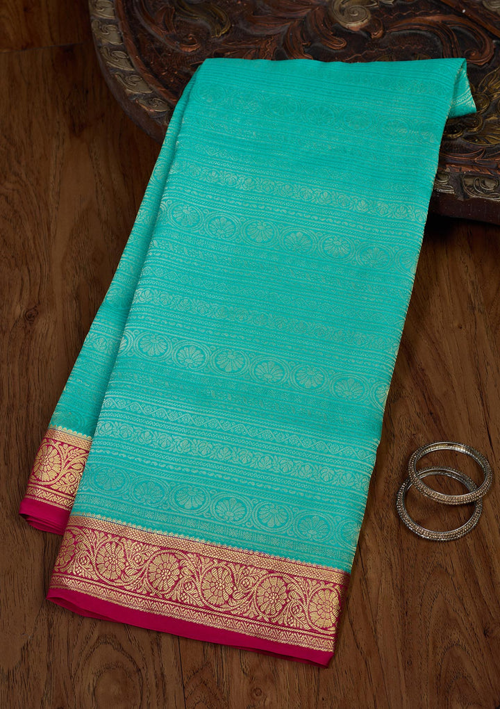 Blue Zariwork Pure Crepe Silk Saree