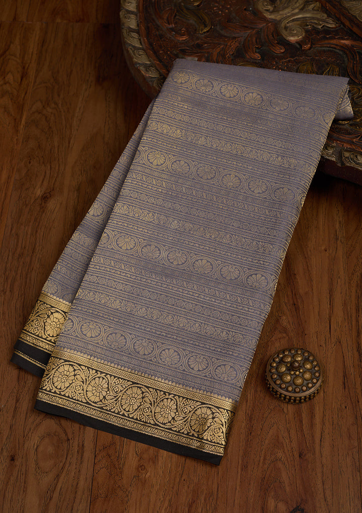 Grey Zariwork Pure Crepe Silk Saree