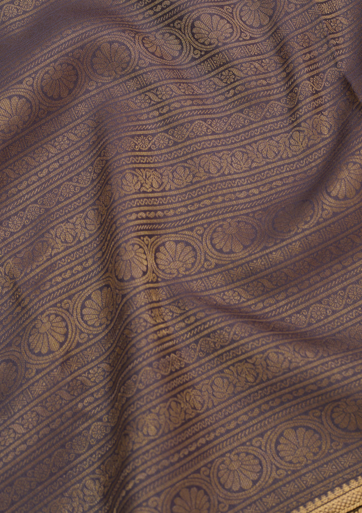 Grey Zariwork Pure Crepe Silk Saree