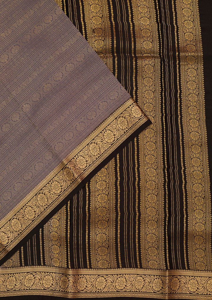 Grey Zariwork Pure Crepe Silk Saree