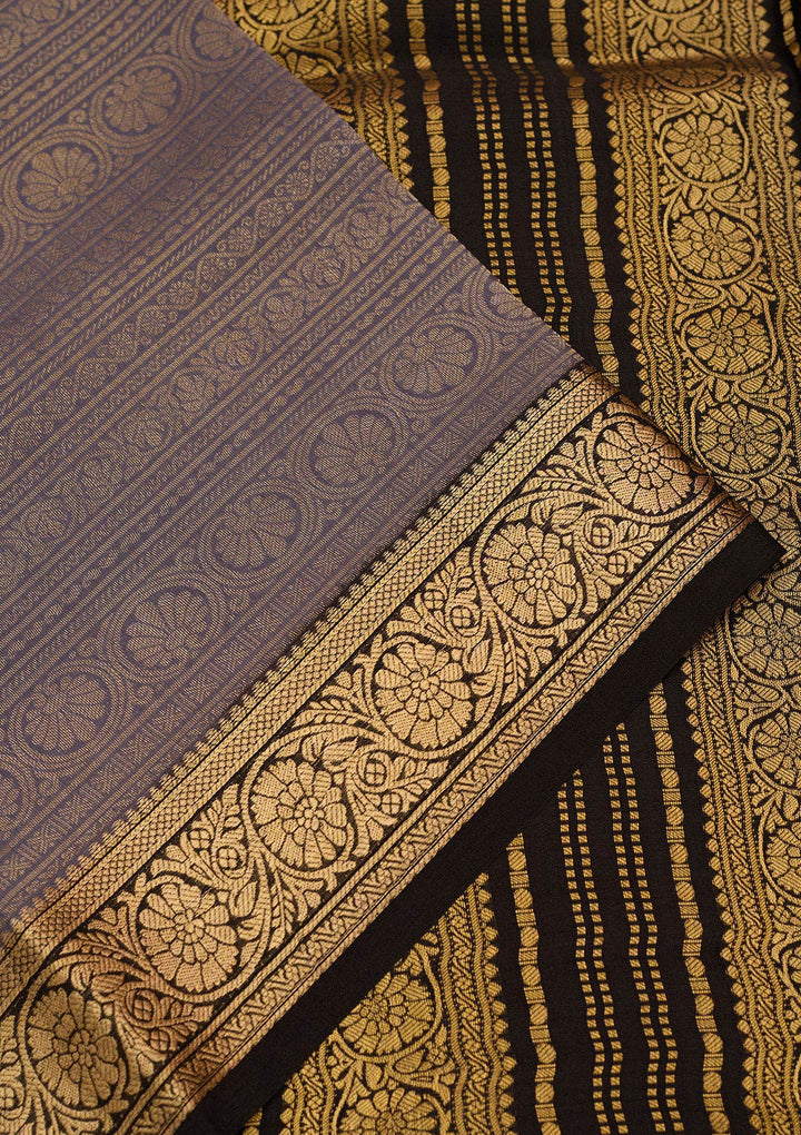 Grey Zariwork Pure Crepe Silk Saree