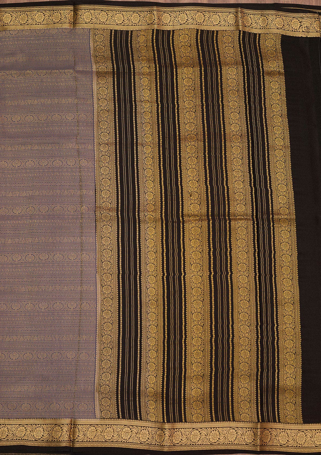 Grey Zariwork Pure Crepe Silk Saree