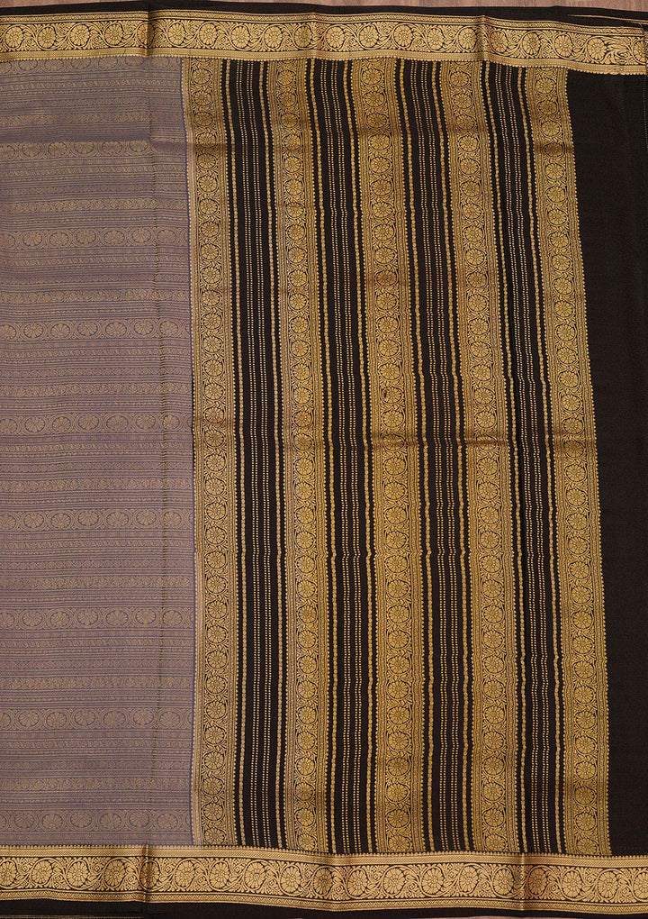 Grey Zariwork Pure Crepe Silk Saree