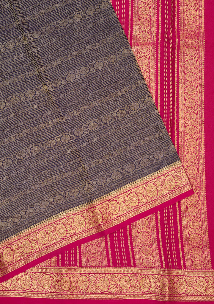 Grey Zariwork Pure Crepe Silk Saree