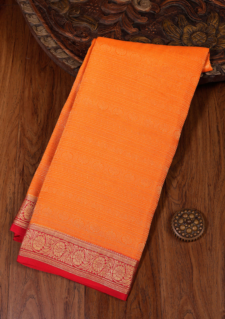 Mustard Zariwork Pure Crepe Silk Saree
