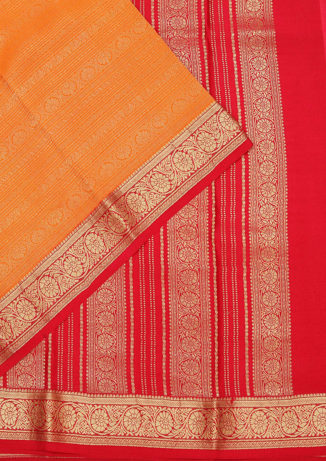 Mustard Zariwork Pure Crepe Silk Saree