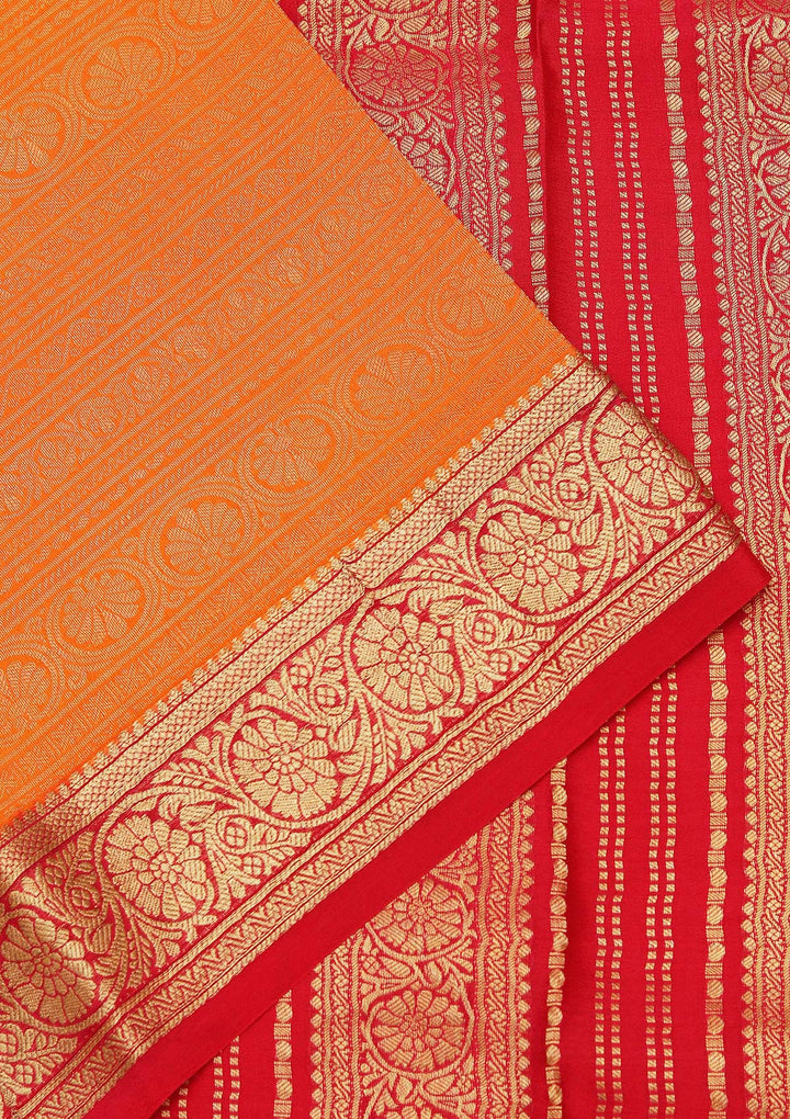 Mustard Zariwork Pure Crepe Silk Saree