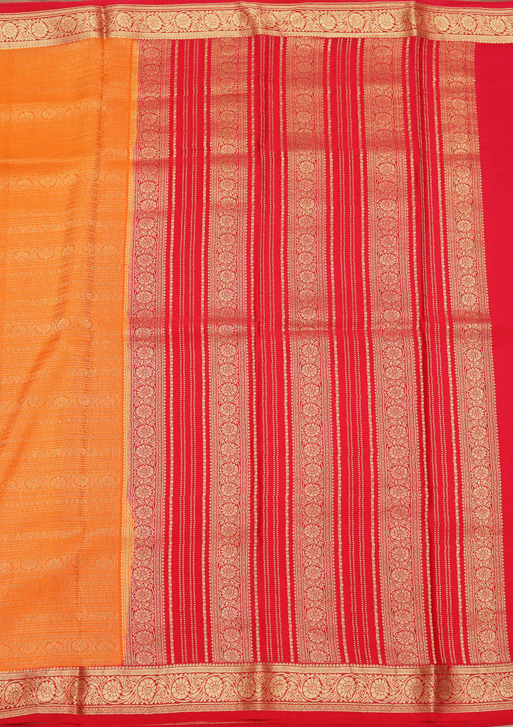 Mustard Zariwork Pure Crepe Silk Saree