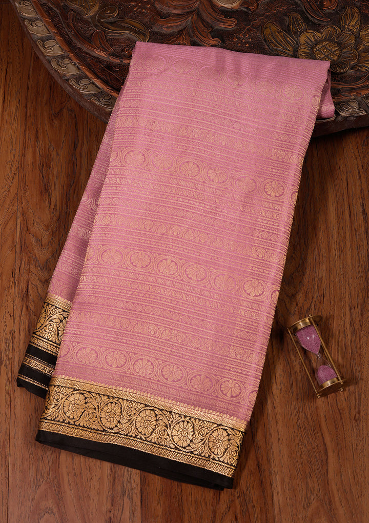 Onion Pink Zariwork Pure Crepe Silk Saree
