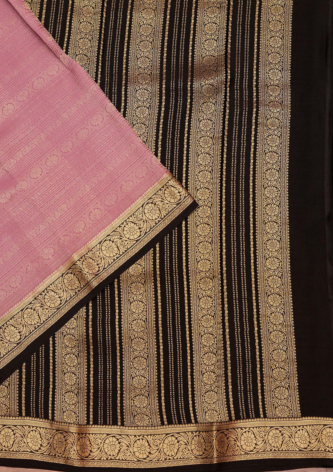 Onion Pink Zariwork Pure Crepe Silk Saree