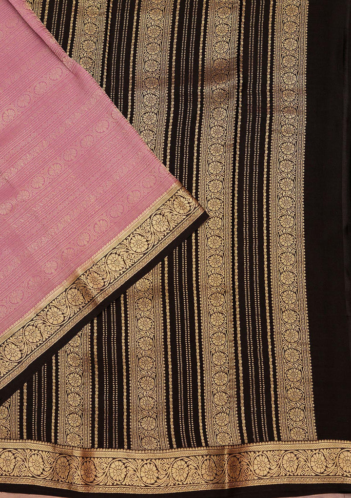 Onion Pink Zariwork Pure Crepe Silk Saree