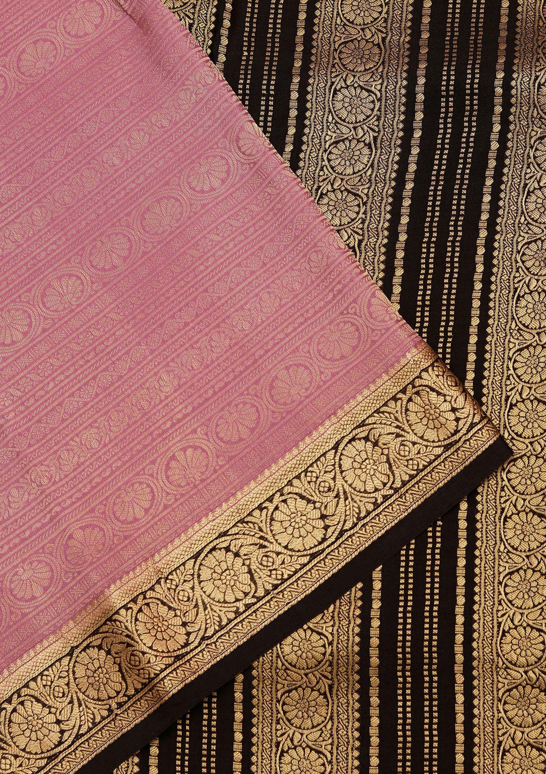 Onion Pink Zariwork Pure Crepe Silk Saree