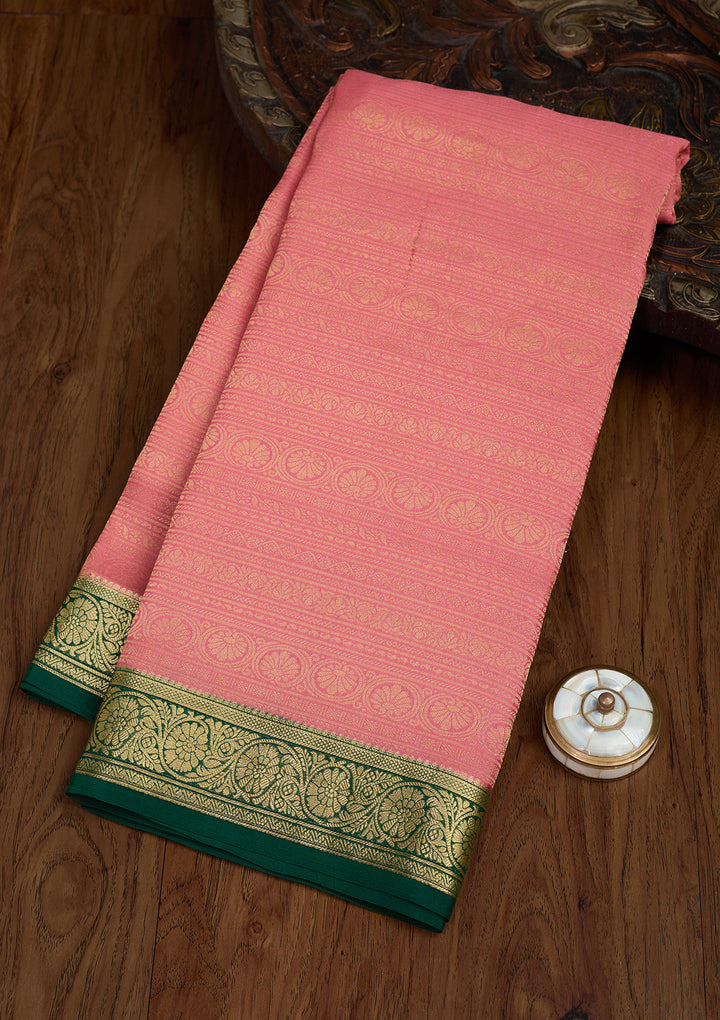 Peach Zariwork Pure Crepe Silk Saree