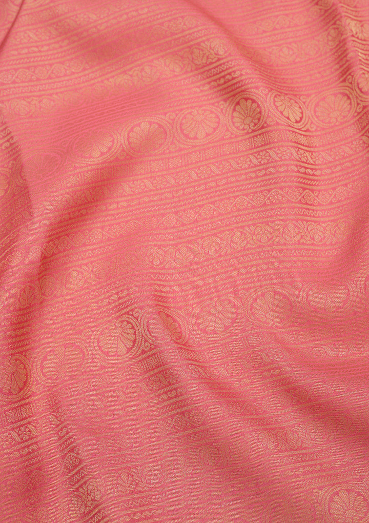 Peach Zariwork Pure Crepe Silk Saree