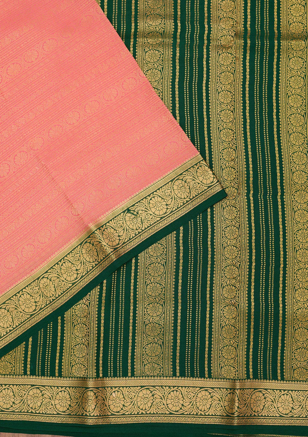 Peach Zariwork Pure Crepe Silk Saree