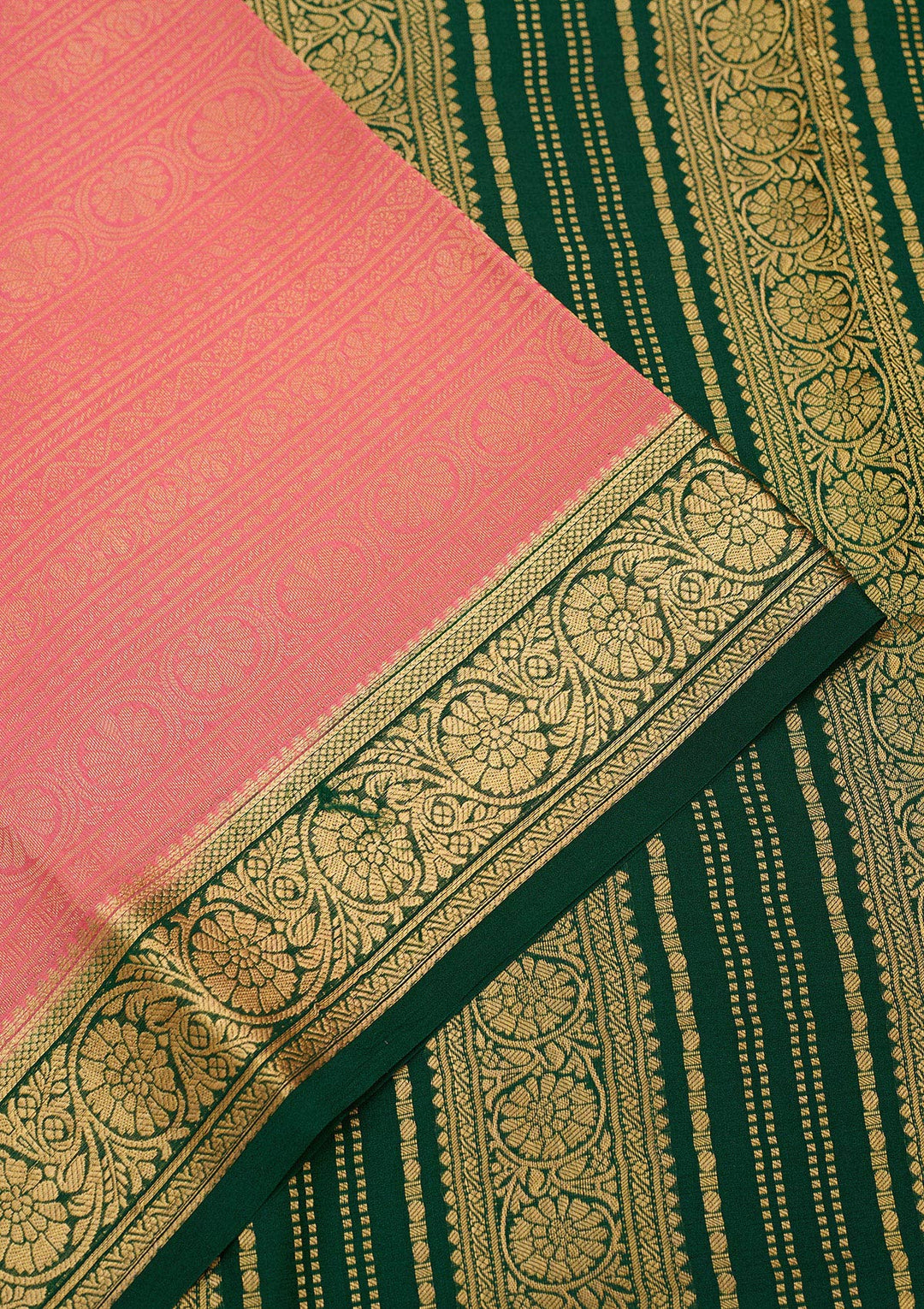 Peach Zariwork Pure Crepe Silk Saree