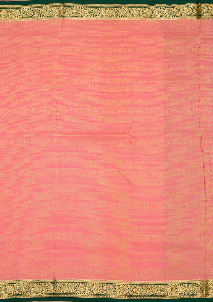 Peach Zariwork Pure Crepe Silk Saree