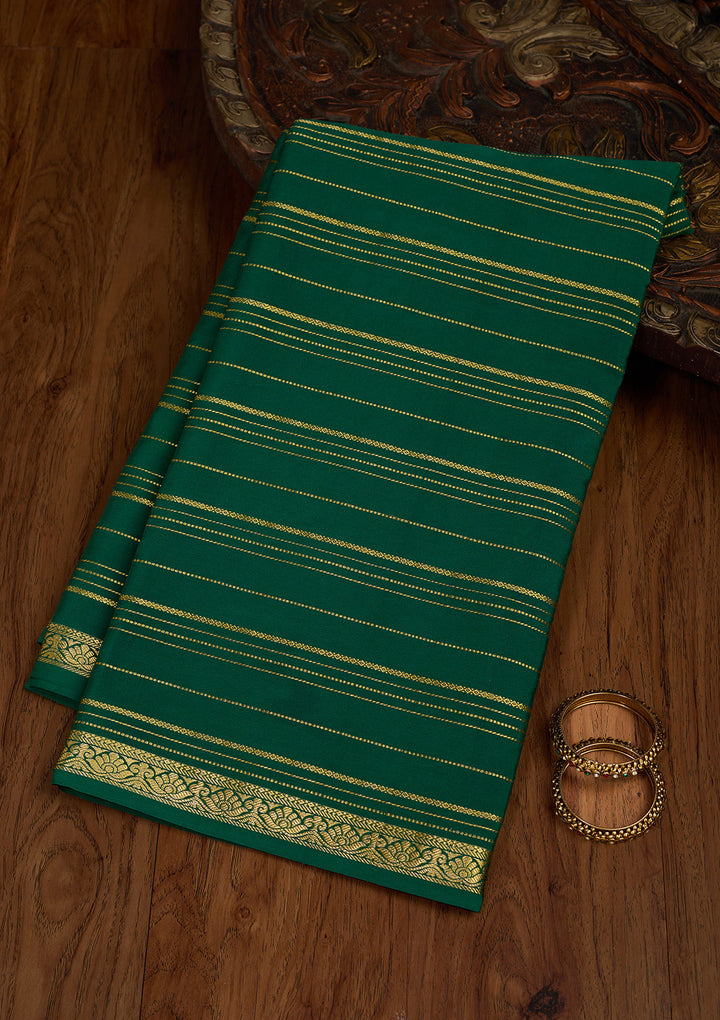 Bottle Green Zariwork Pure Crepe Silk Saree
