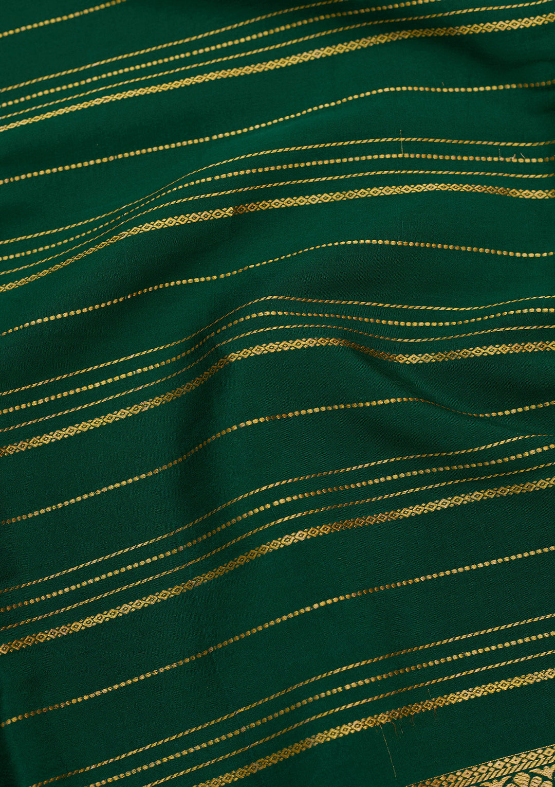 Bottle Green Zariwork Pure Crepe Silk Saree