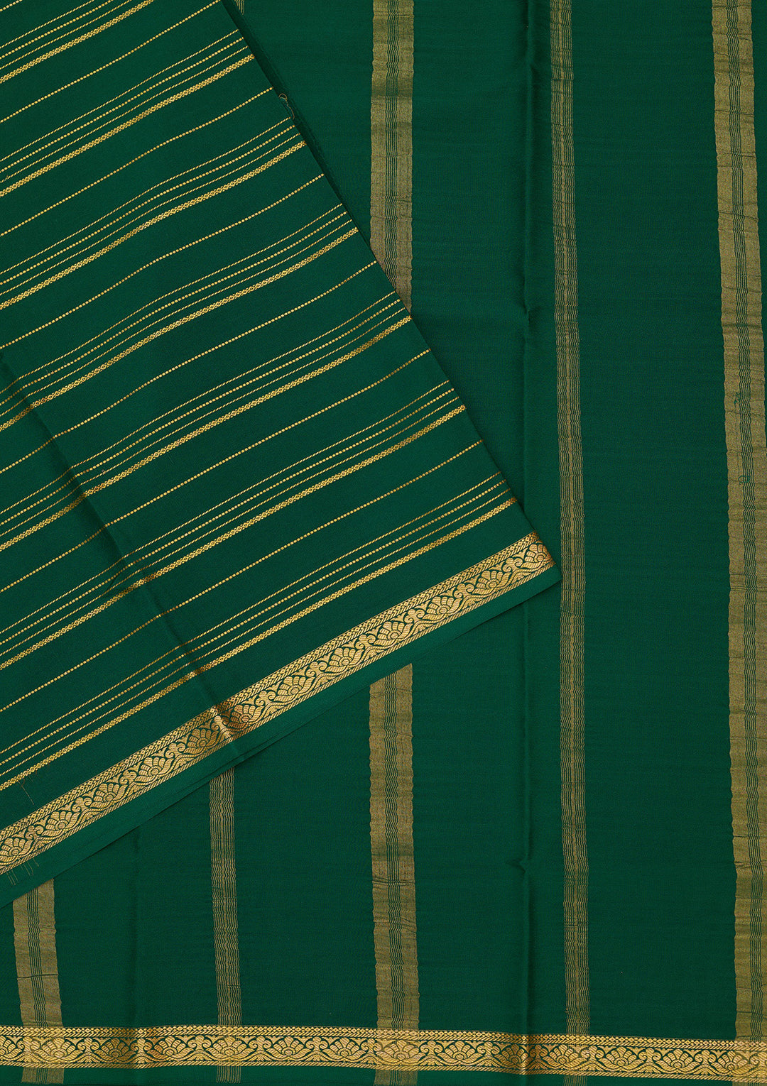Bottle Green Zariwork Pure Crepe Silk Saree