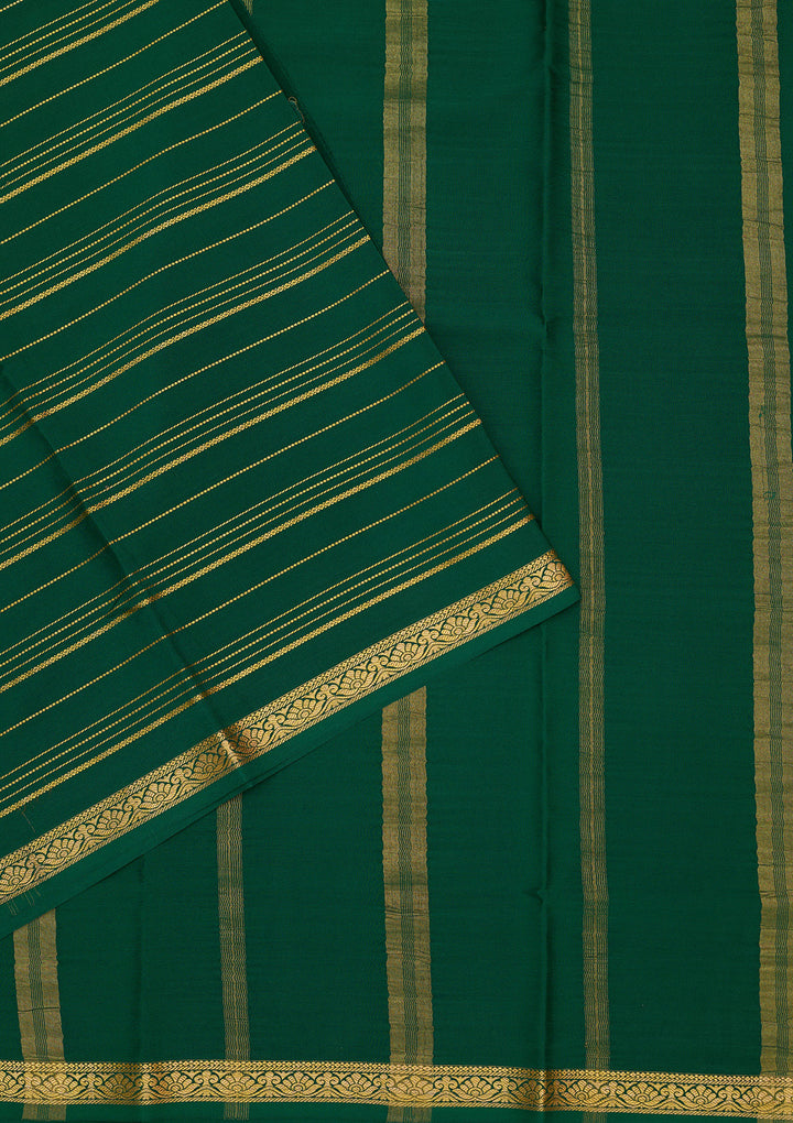 Bottle Green Zariwork Pure Crepe Silk Saree