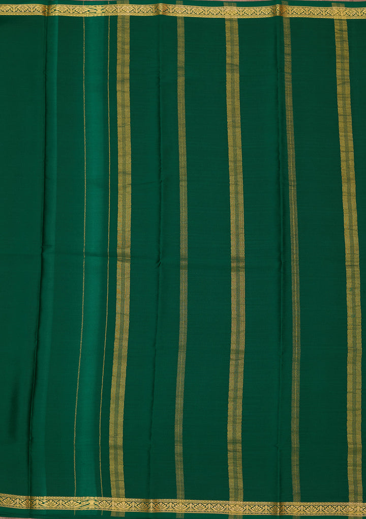 Bottle Green Zariwork Pure Crepe Silk Saree