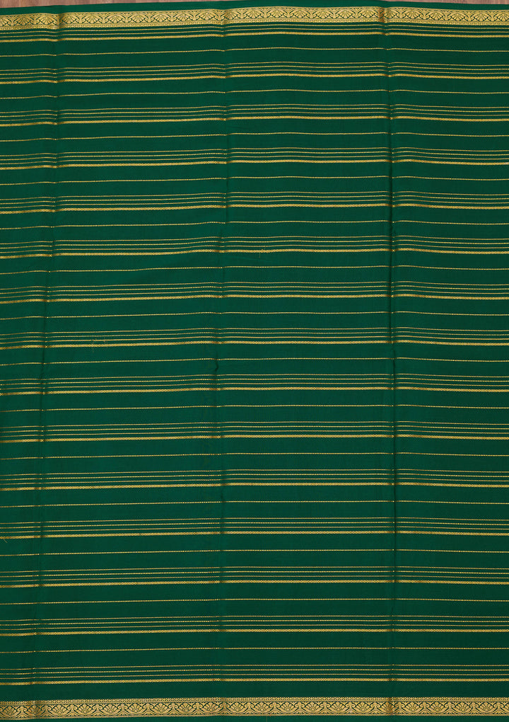 Bottle Green Zariwork Pure Crepe Silk Saree