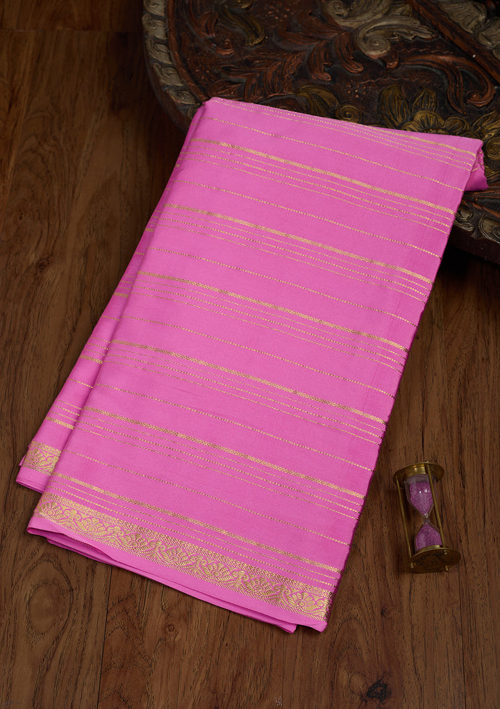 Onion Pink Zariwork Pure Crepe Silk Saree