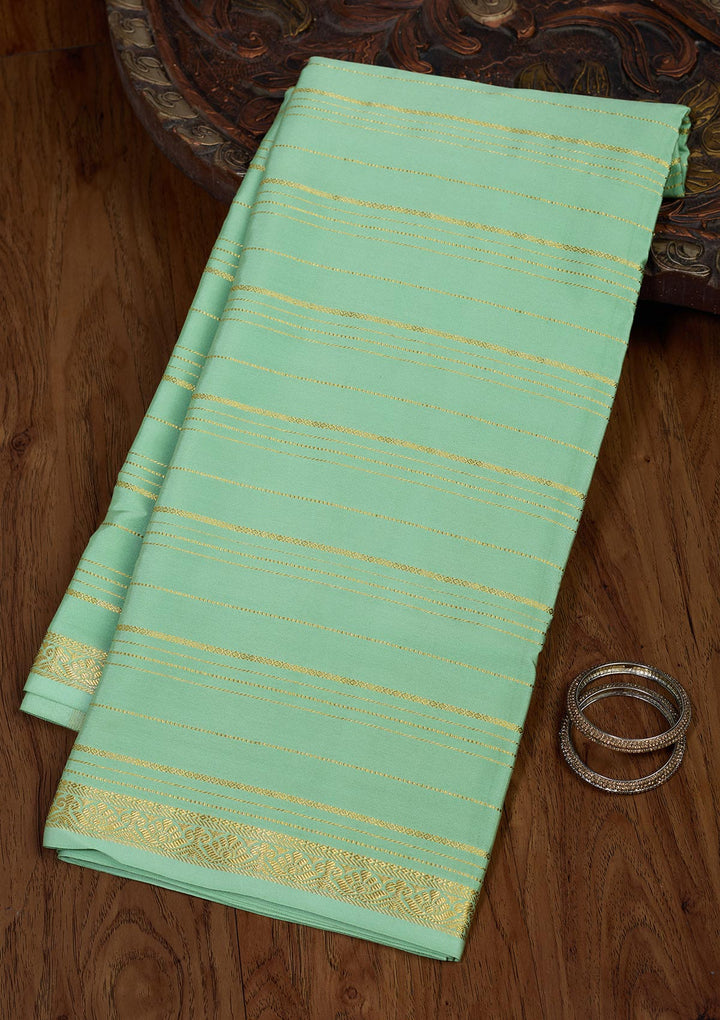 Sea Green Zariwork Pure Crepe Silk Saree