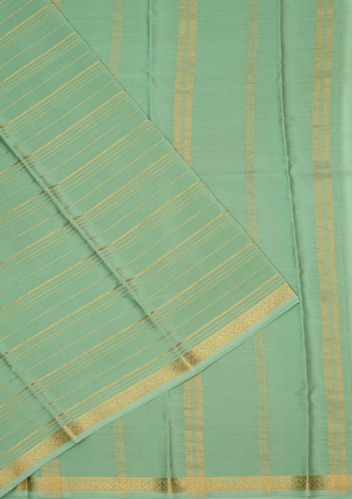 Sea Green Zariwork Pure Crepe Silk Saree