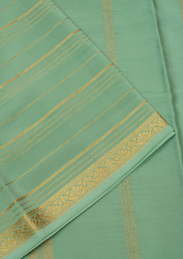 Sea Green Zariwork Pure Crepe Silk Saree