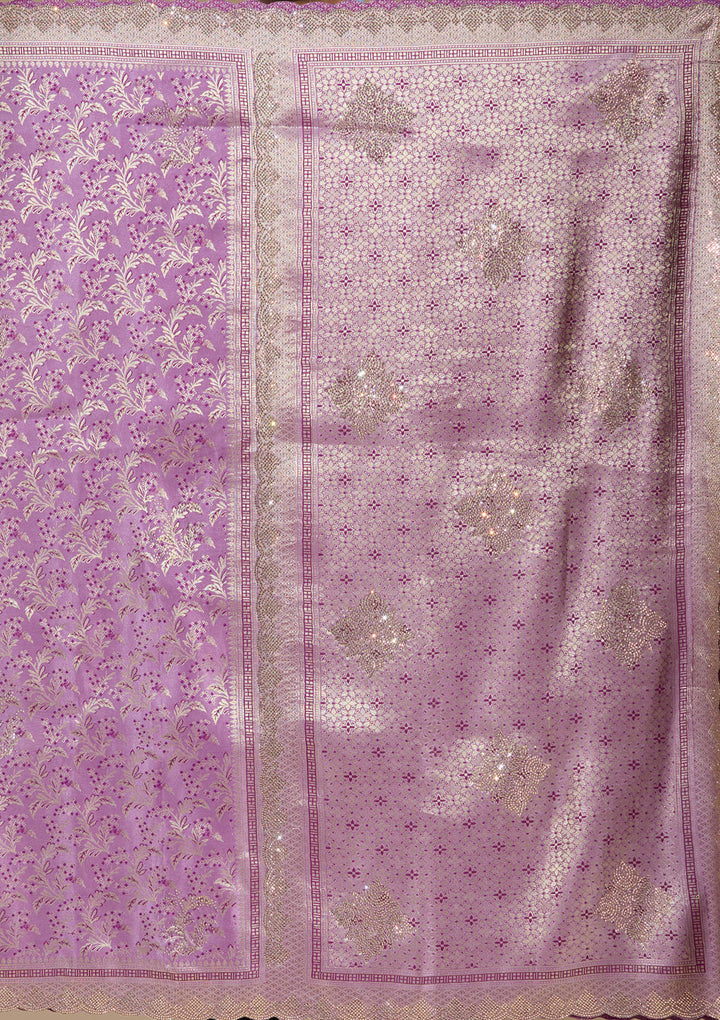 Lavender Stonework (Gold) Silk Saree