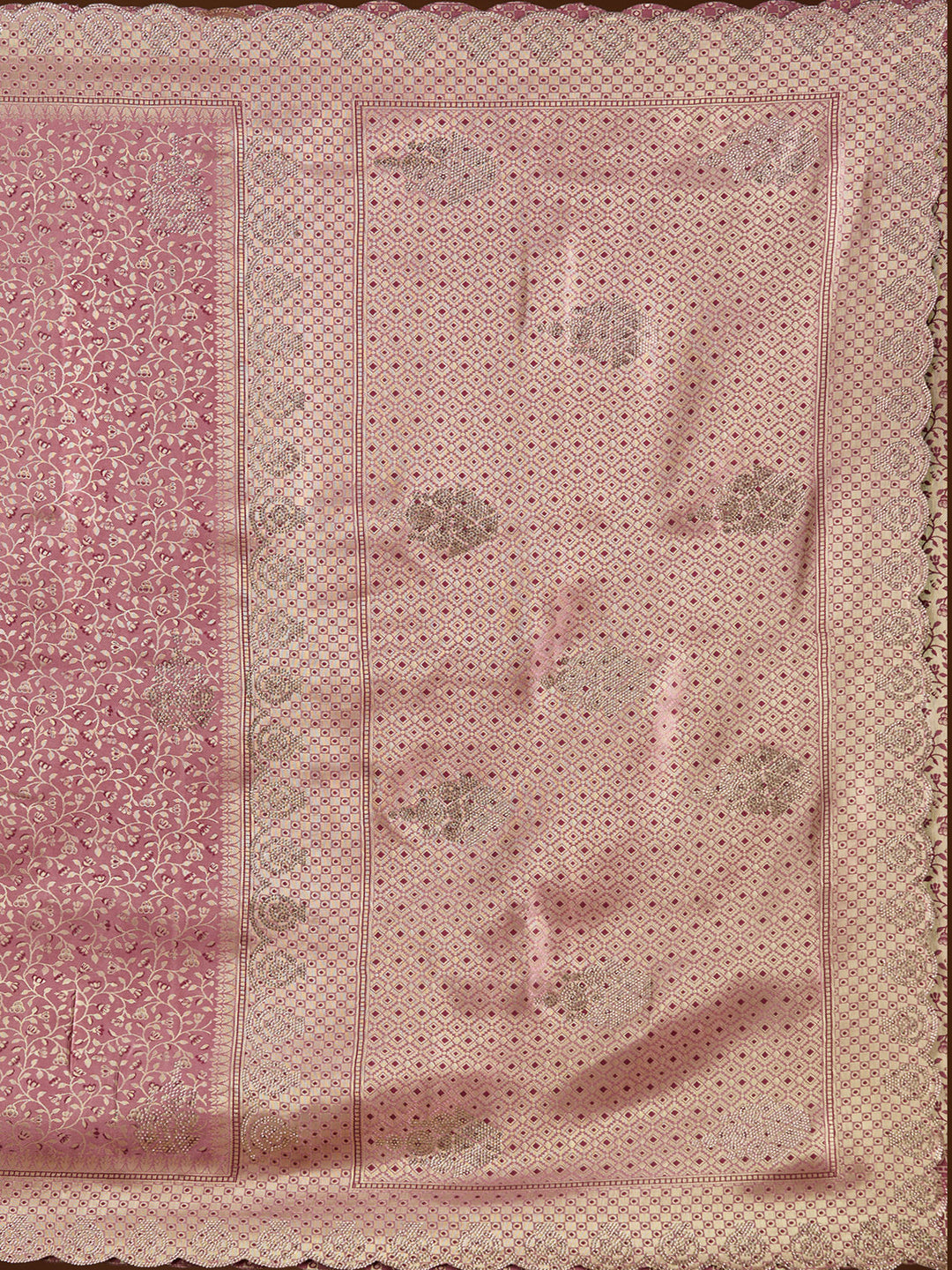 Mauve Stonework (Gold) Silk Saree